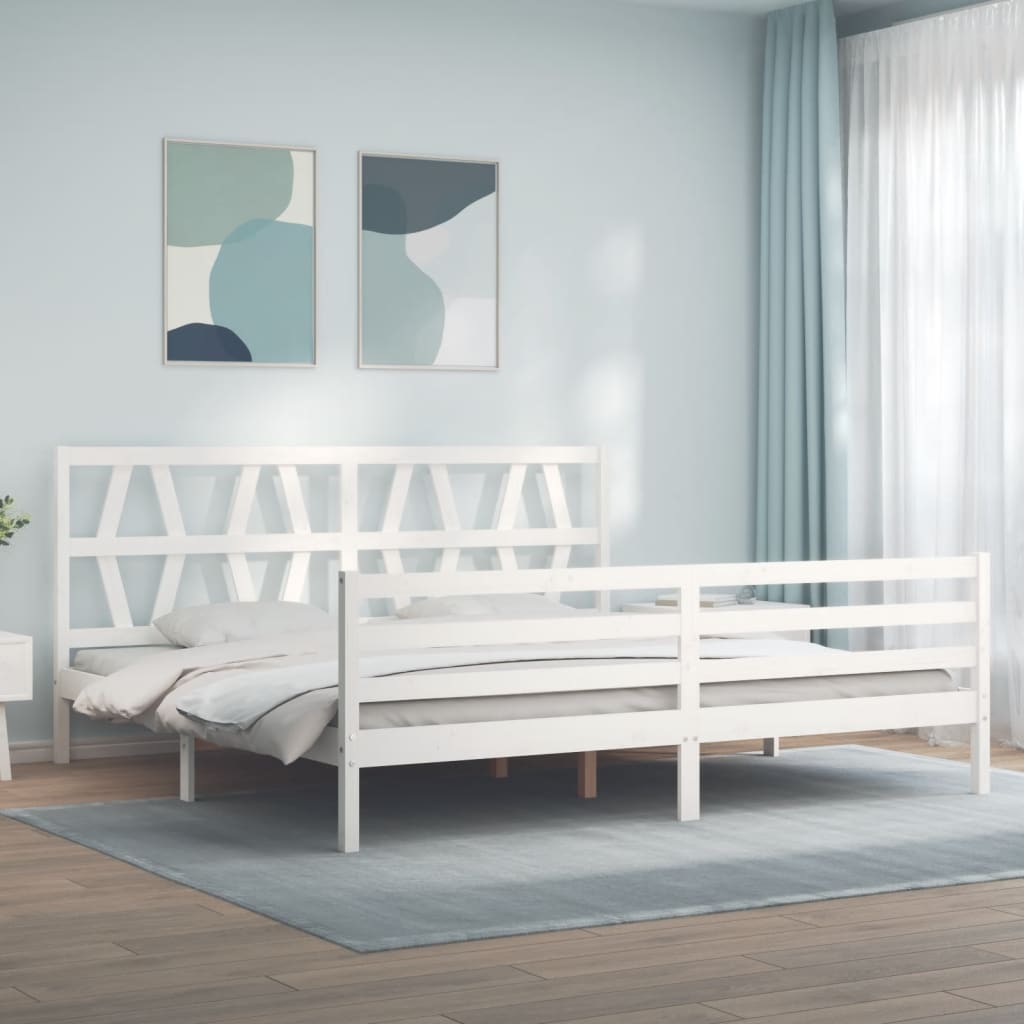 Bed Frame without Mattress White 200x200 cm Solid Wood