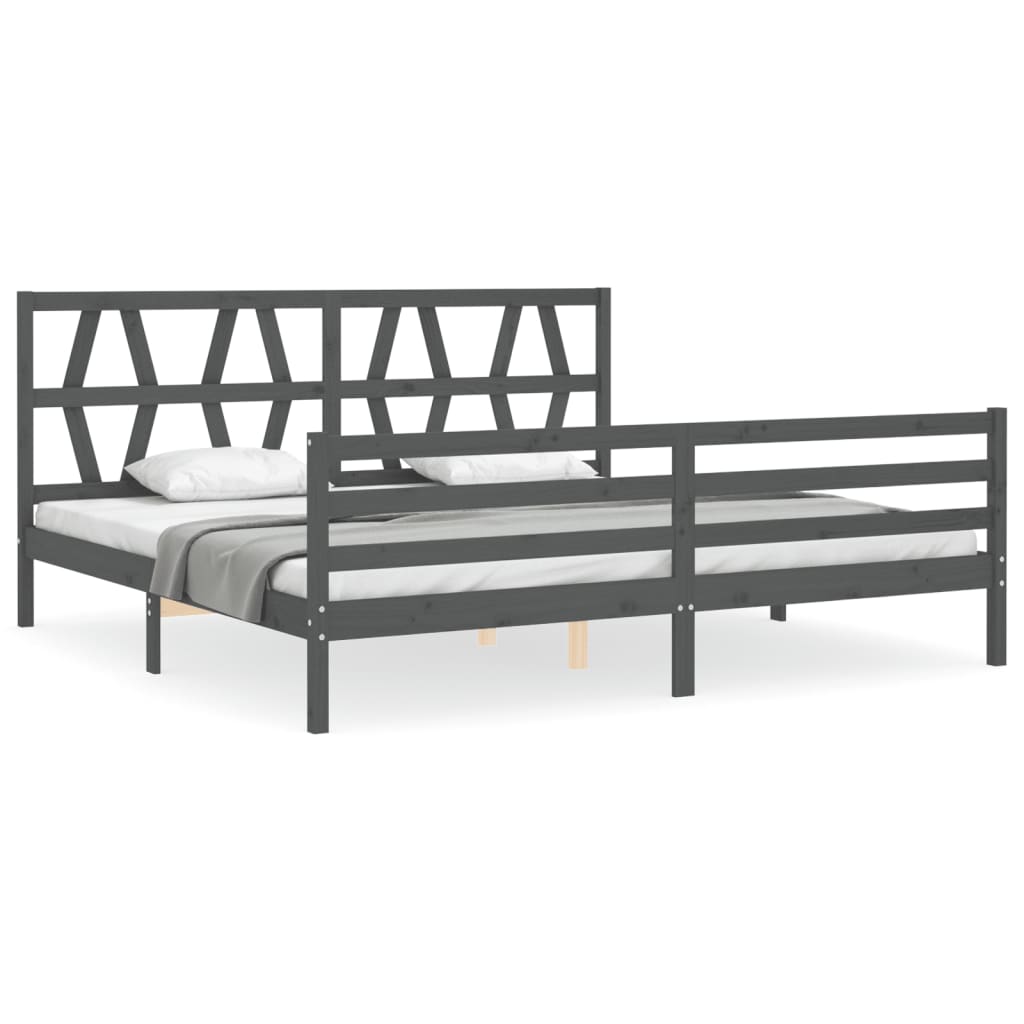Bed Frame without Mattress Grey 200x200 cm Solid Wood