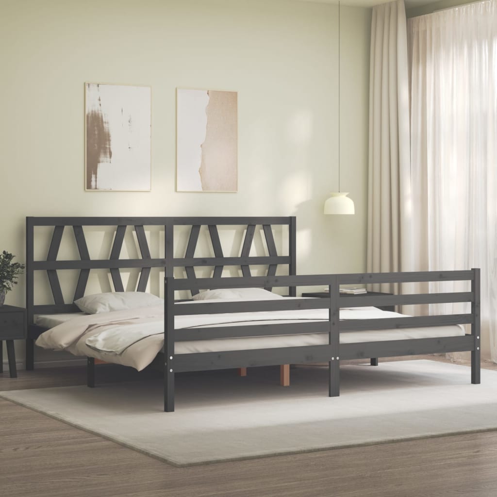 Bed Frame without Mattress Grey 200x200 cm Solid Wood