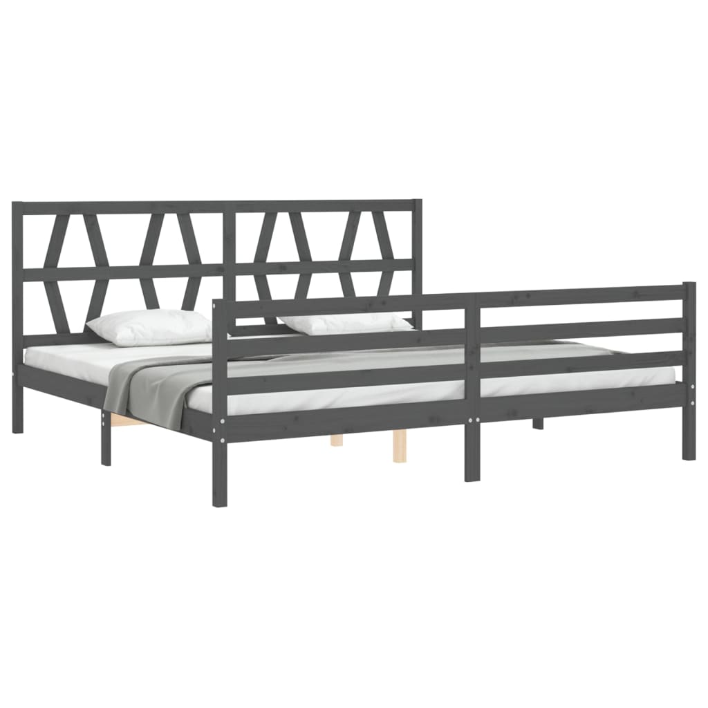 Bed Frame without Mattress Grey 200x200 cm Solid Wood