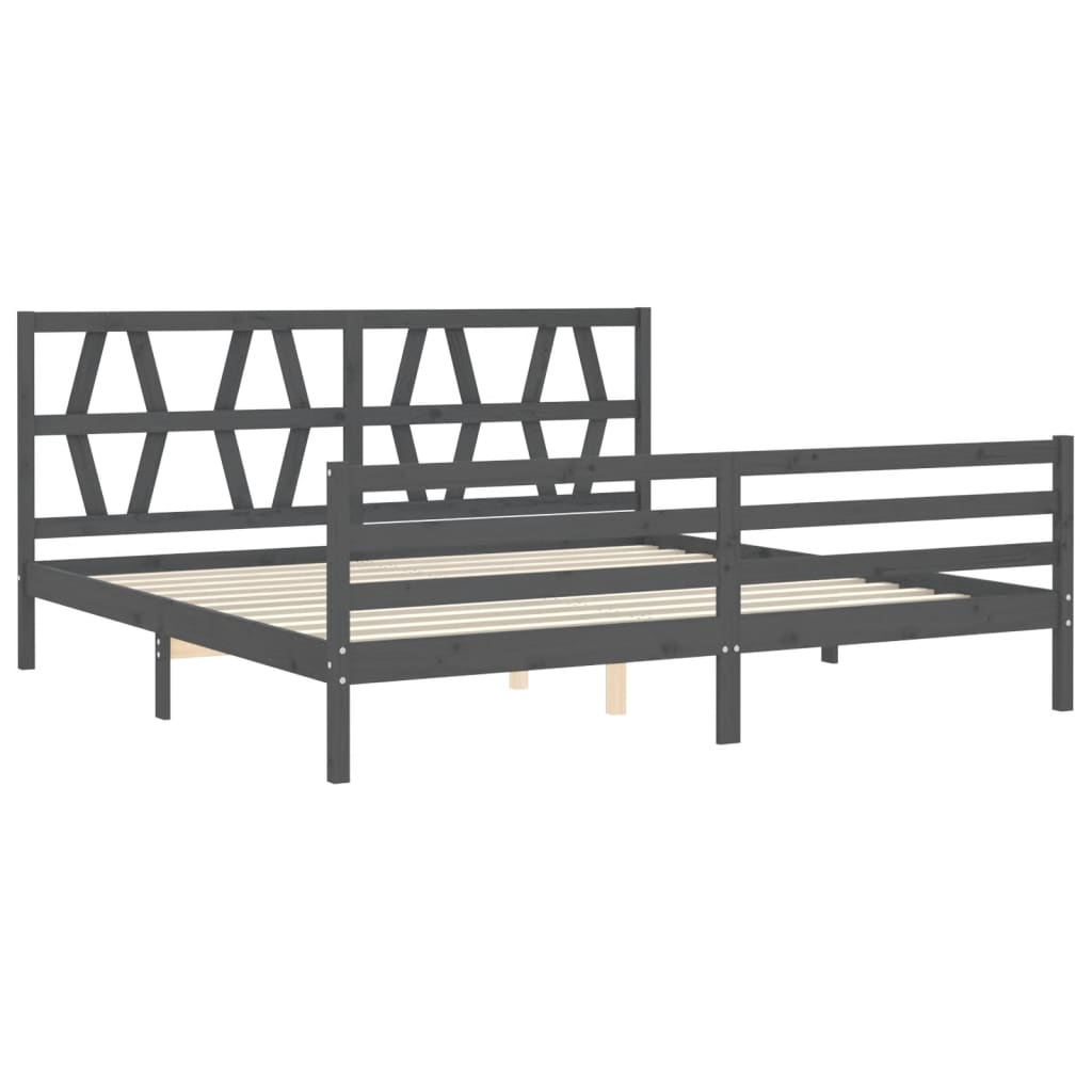Bed Frame without Mattress Grey 200x200 cm Solid Wood