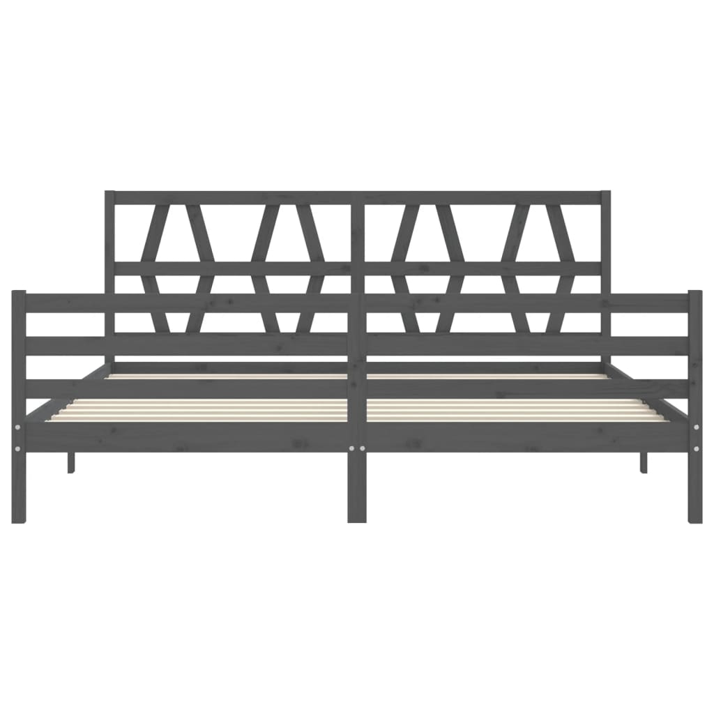 Bed Frame without Mattress Grey 200x200 cm Solid Wood