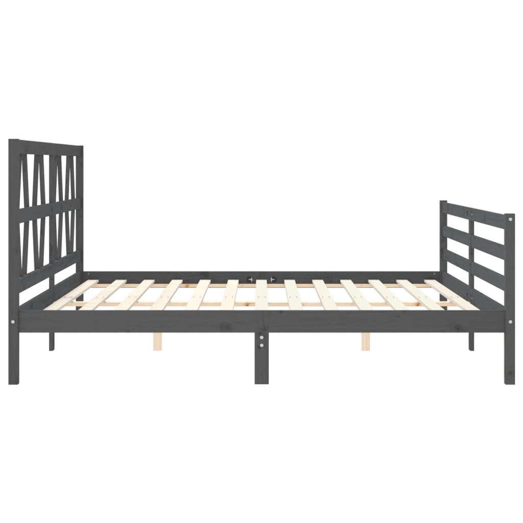 Bed Frame without Mattress Grey 200x200 cm Solid Wood