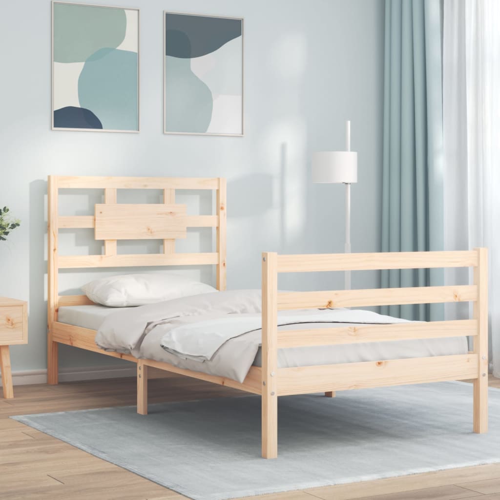 Bed Frame without Mattress Single Solid Wood