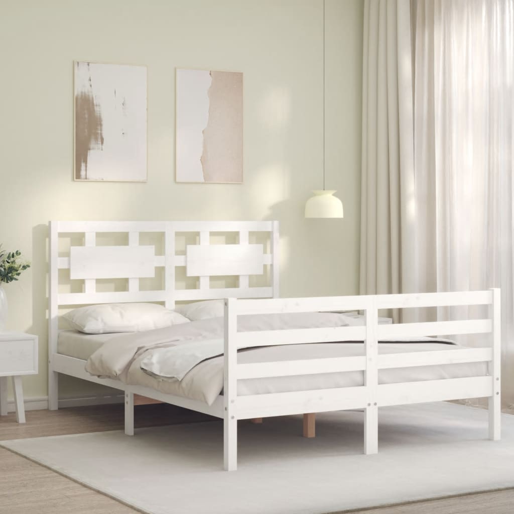 Bed Frame without Mattress White Small Double Solid Wood