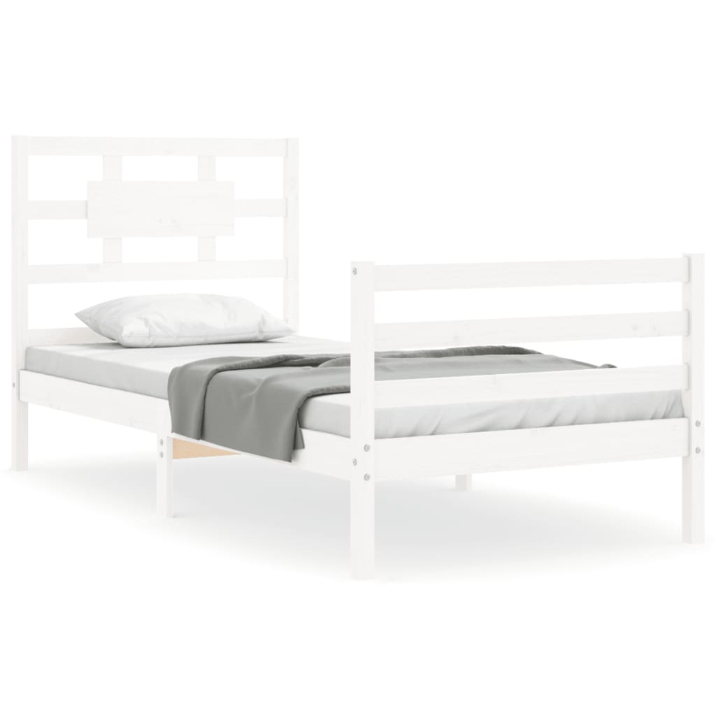 Bed Frame without Mattress White 90x200 cm Solid Wood