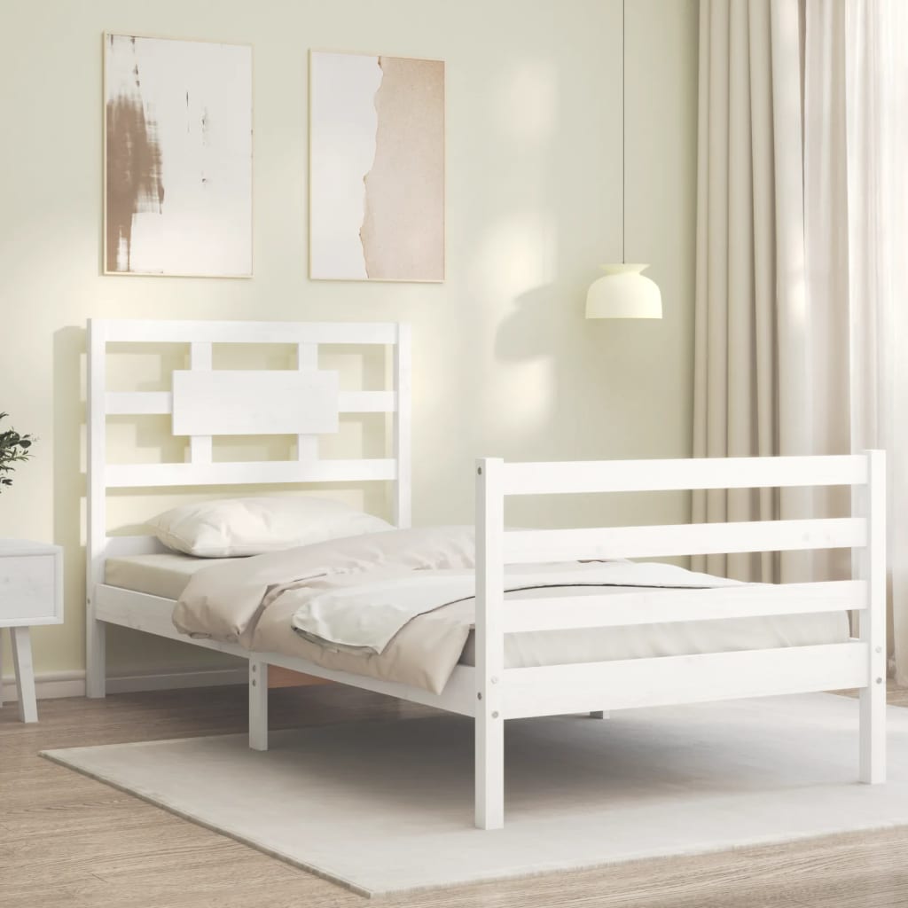 Bed Frame without Mattress White 90x200 cm Solid Wood