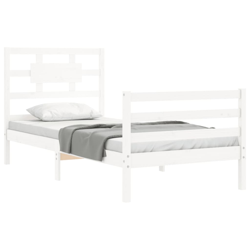 Bed Frame without Mattress White 90x200 cm Solid Wood