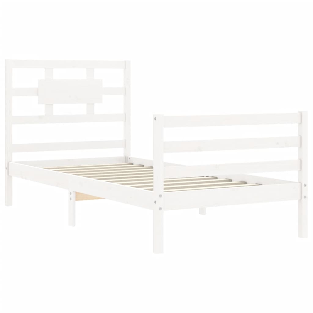 Bed Frame without Mattress White 90x200 cm Solid Wood