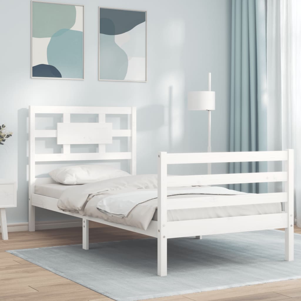 Bed Frame without Mattress White 90x200 cm Solid Wood