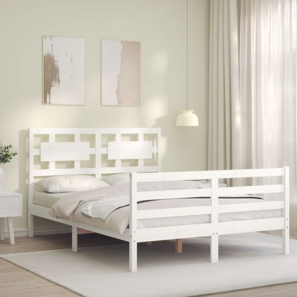 Bed Frame without Mattress White 120x200 cm Solid Wood
