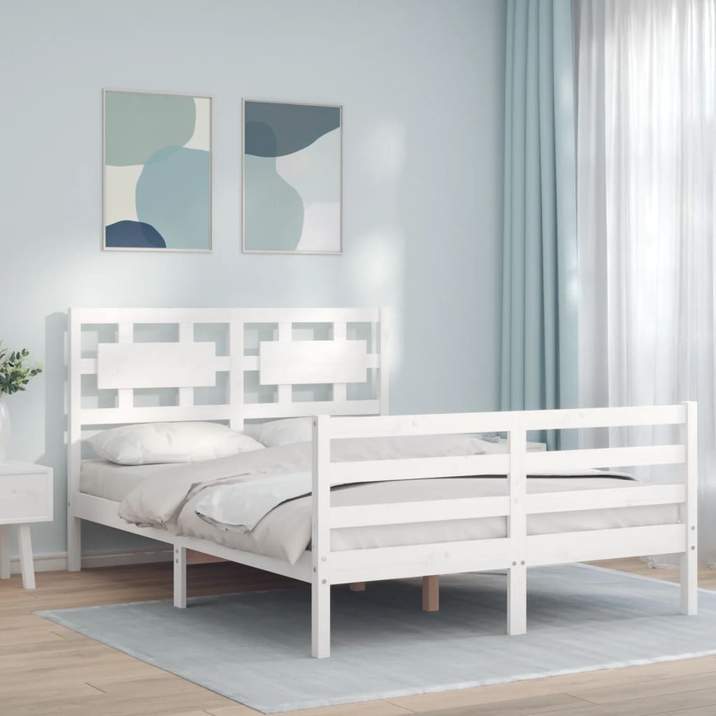 Bed Frame without Mattress White 120x200 cm Solid Wood