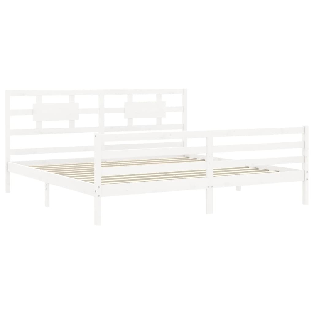 Bed Frame without Mattress White Super King Size Solid Wood