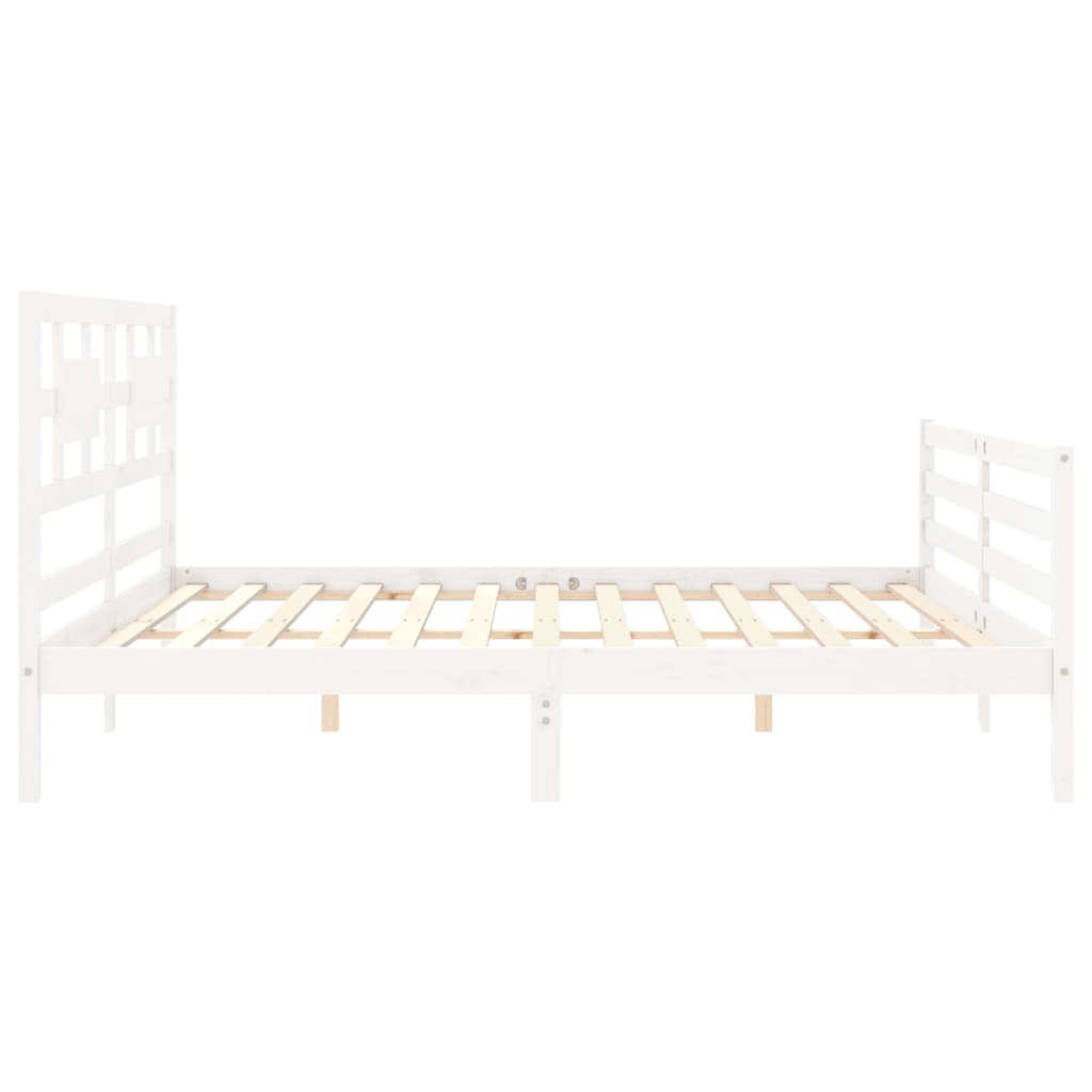 Bed Frame without Mattress White Super King Size Solid Wood