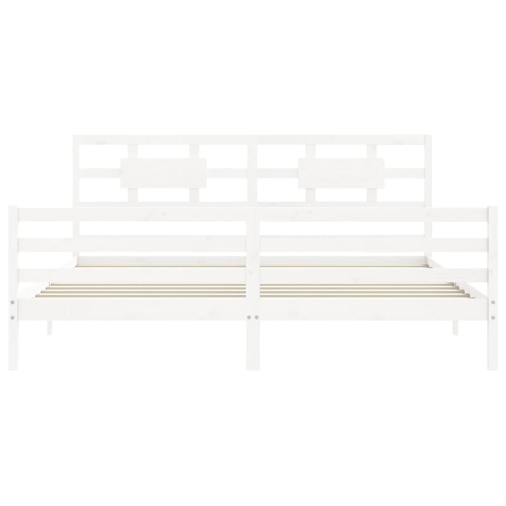 Bed Frame without Mattress White Super King Size Solid Wood