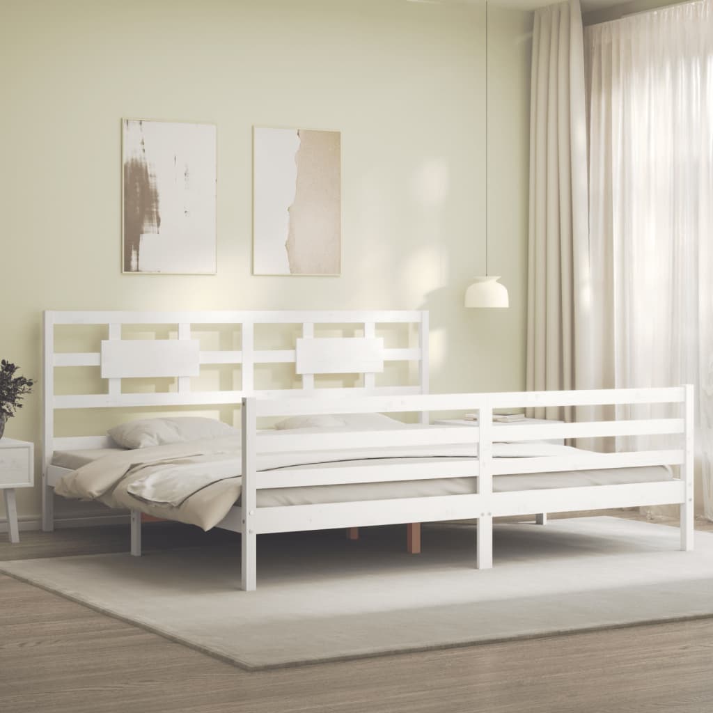 Bed Frame without Mattress White 200x200 cm Solid Wood