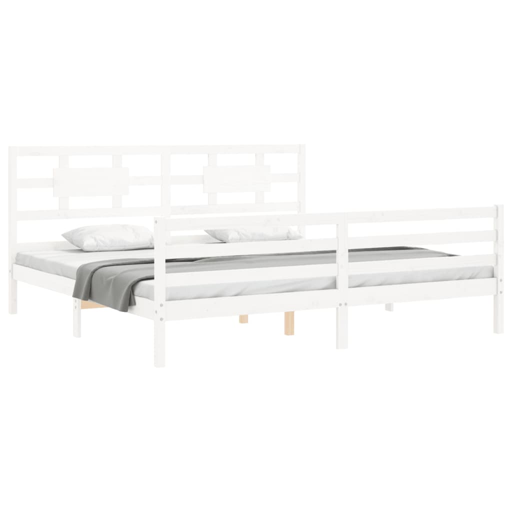 Bed Frame without Mattress White 200x200 cm Solid Wood