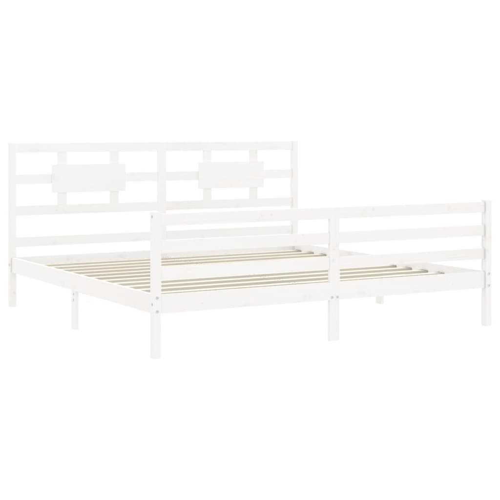 Bed Frame without Mattress White 200x200 cm Solid Wood