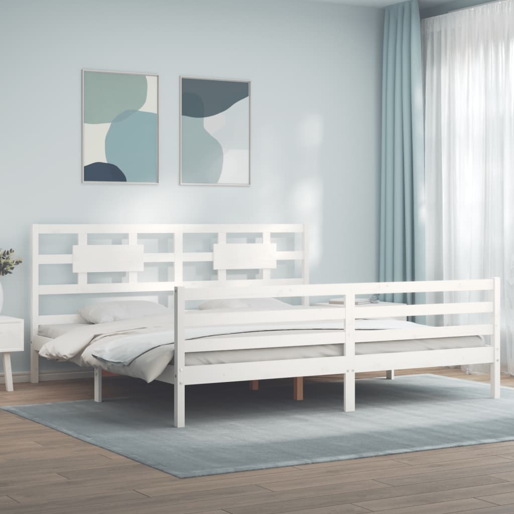 Bed Frame without Mattress White 200x200 cm Solid Wood