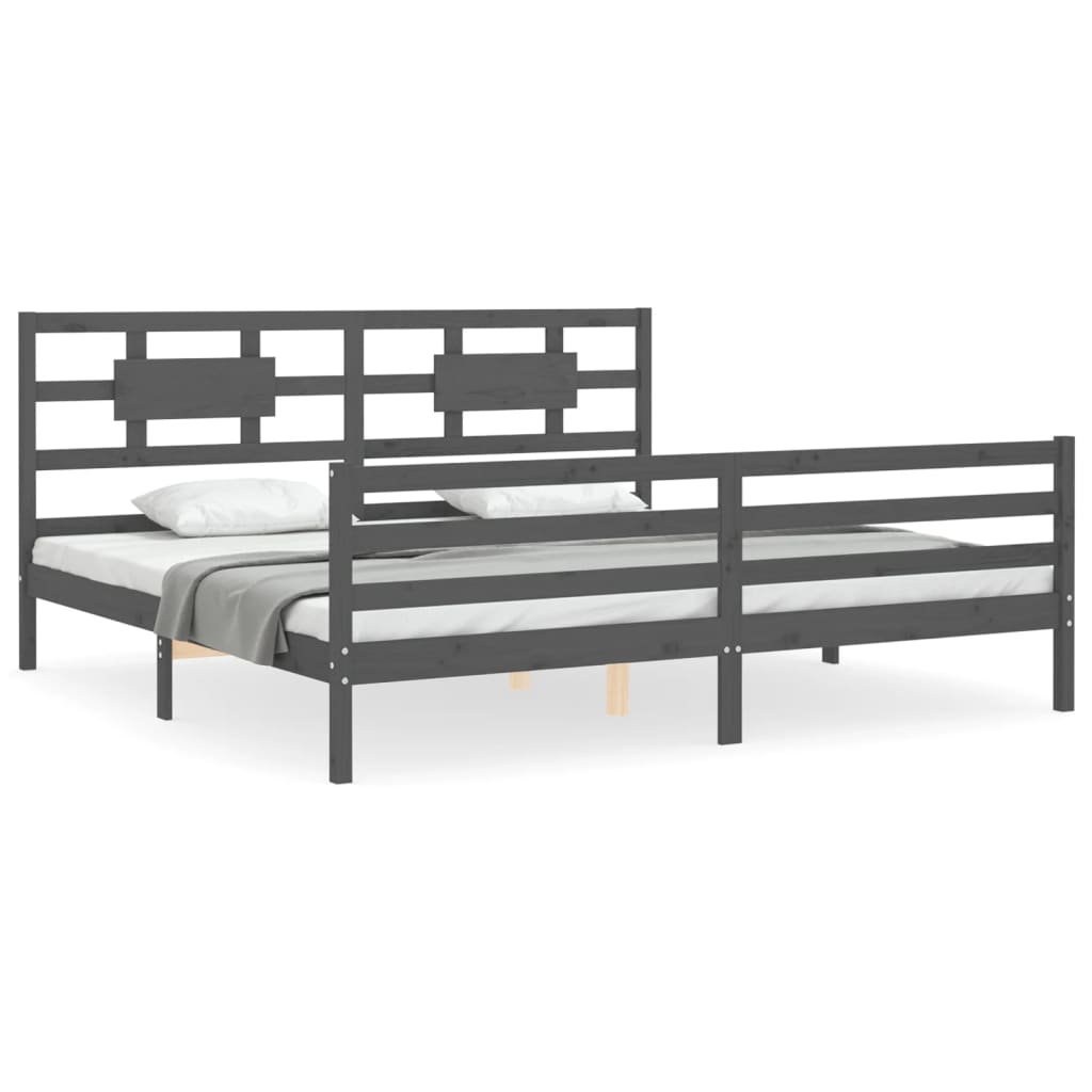 Bed Frame without Mattress Grey 200x200 cm Solid Wood
