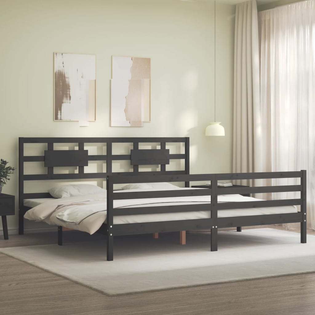 Bed Frame without Mattress Grey 200x200 cm Solid Wood