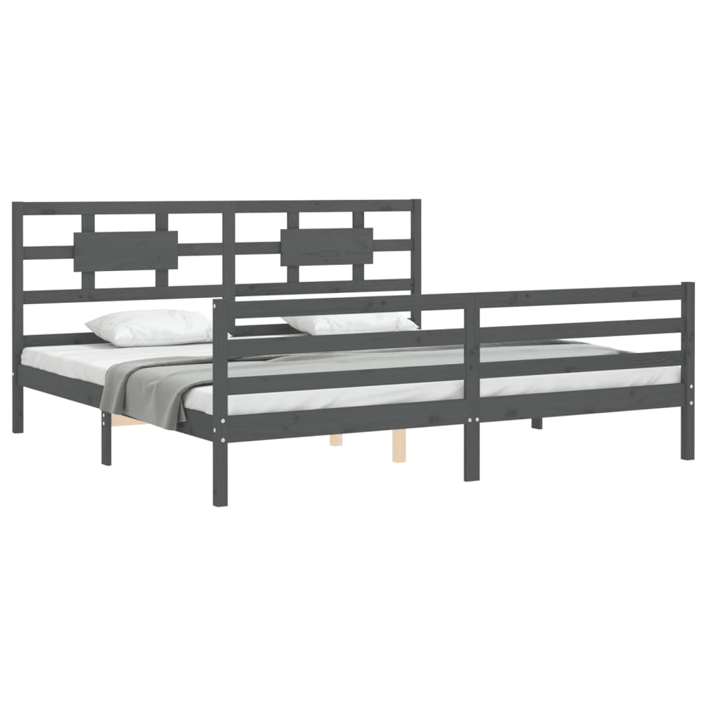Bed Frame without Mattress Grey 200x200 cm Solid Wood