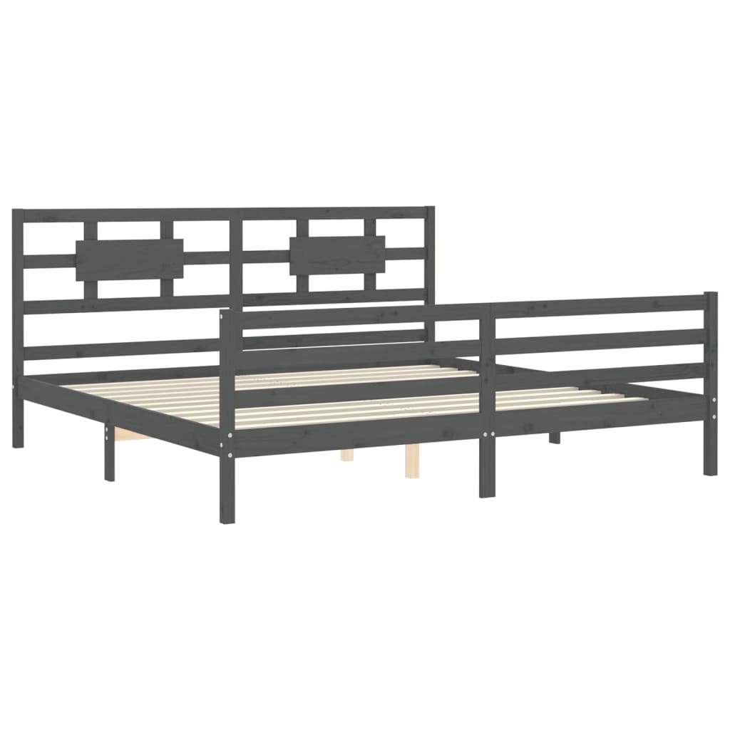 Bed Frame without Mattress Grey 200x200 cm Solid Wood