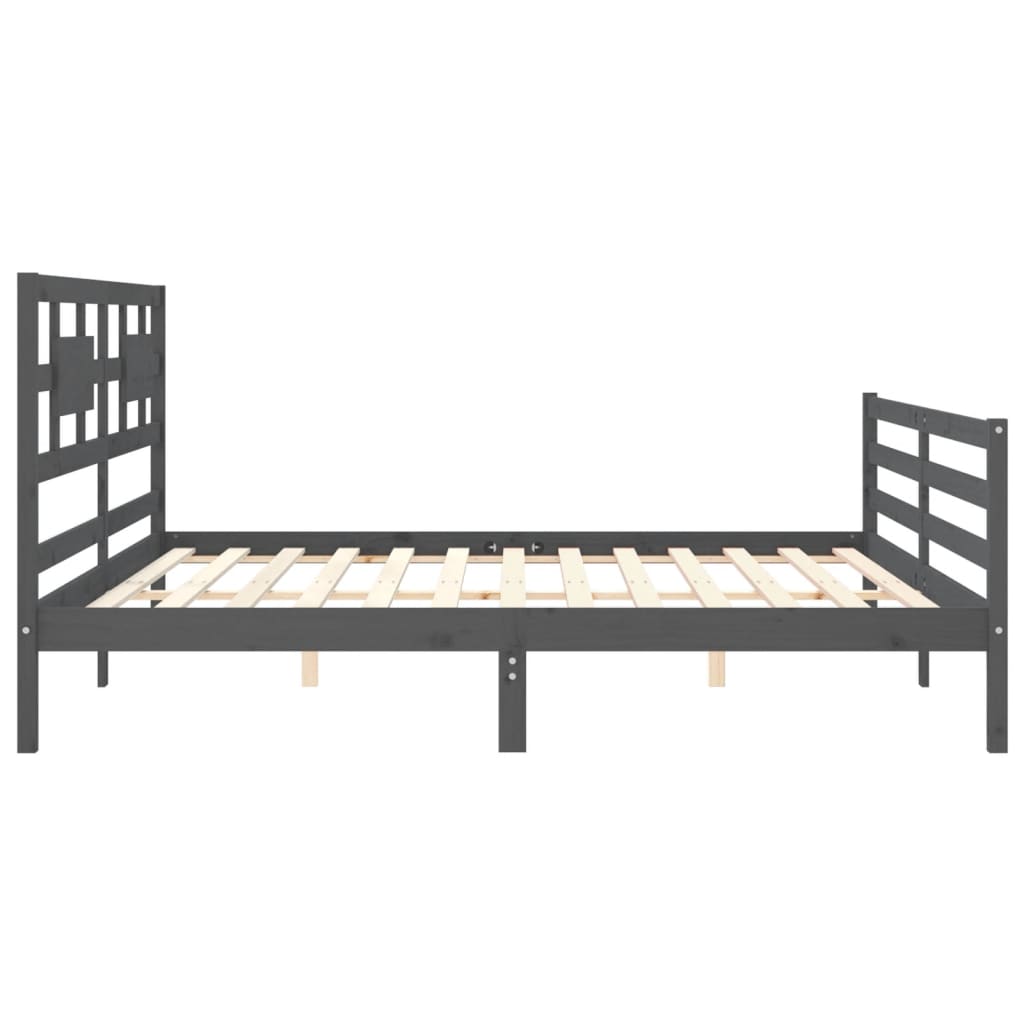 Bed Frame without Mattress Grey 200x200 cm Solid Wood