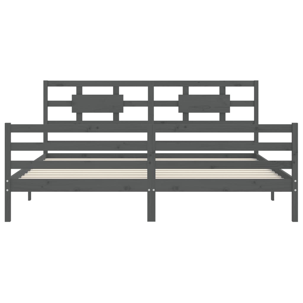 Bed Frame without Mattress Grey 200x200 cm Solid Wood