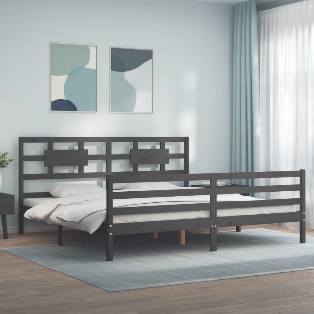 Bed Frame without Mattress Grey 200x200 cm Solid Wood