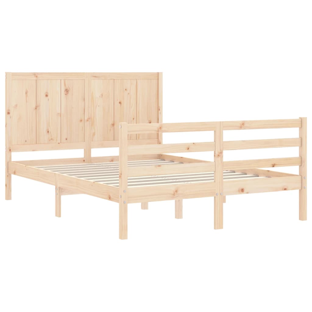 Bed Frame without Mattress Double Solid Wood