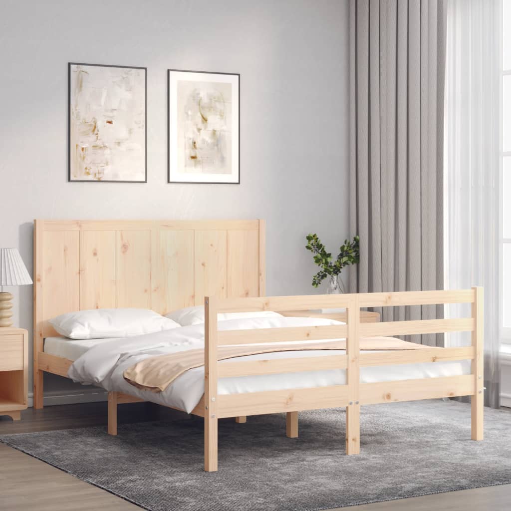 Bed Frame without Mattress 140x190 cm Solid Wood