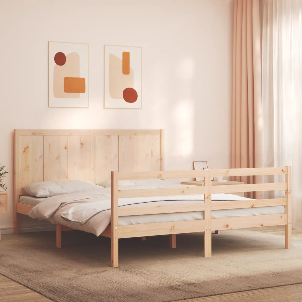 Bed Frame without Mattress King Size Solid Wood
