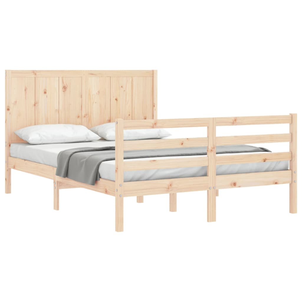 Bed Frame without Mattress King Size Solid Wood