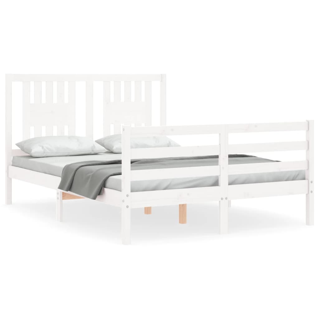 Bed Frame without Mattress White Small Double Solid Wood