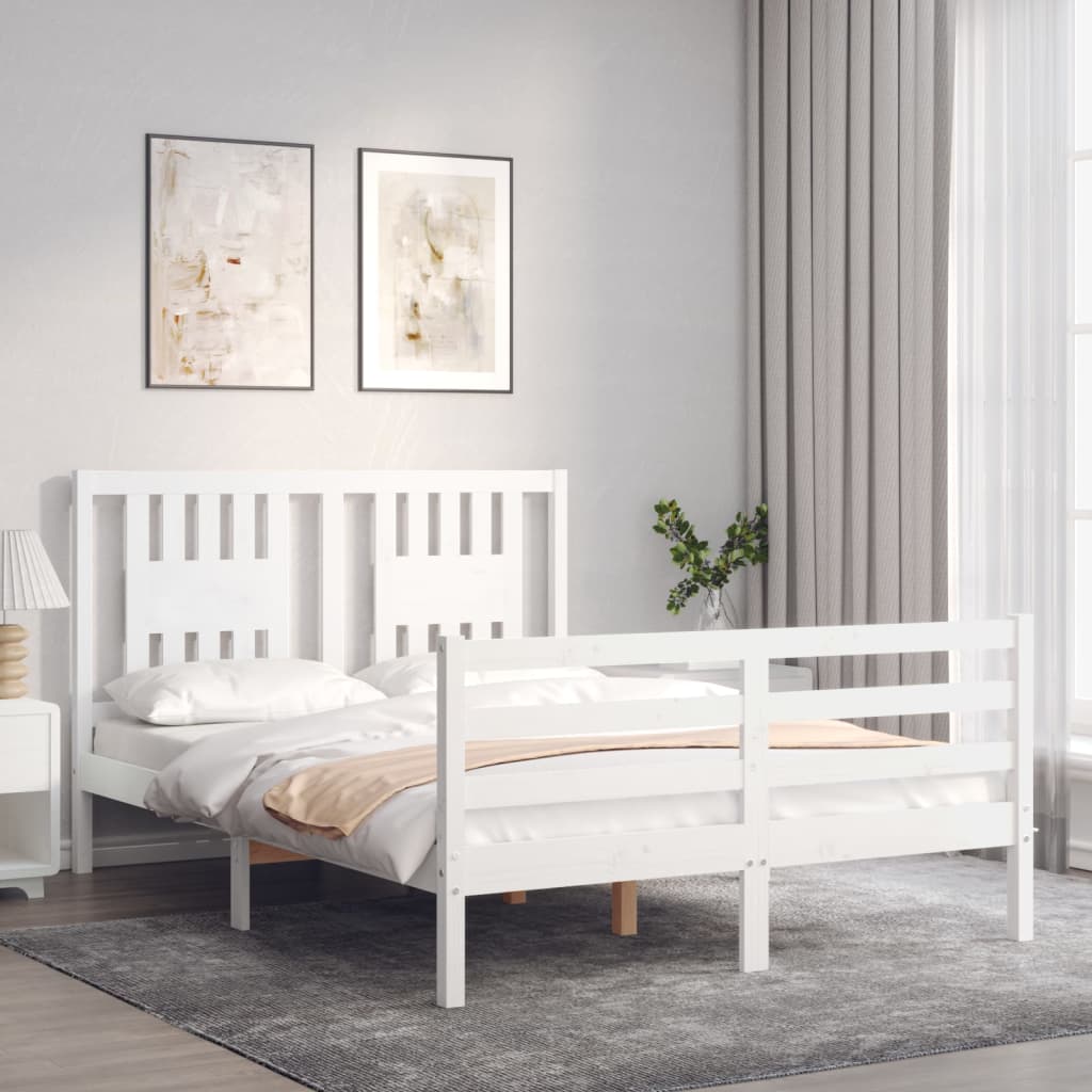 Bed Frame without Mattress White Small Double Solid Wood