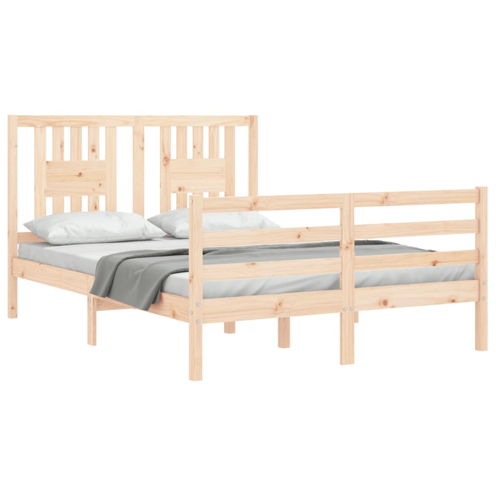 Bed Frame without Mattress Double Solid Wood