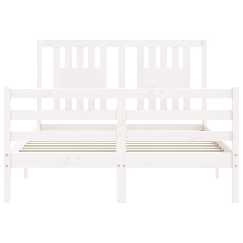 Bed Frame without Mattress White Double Solid Wood