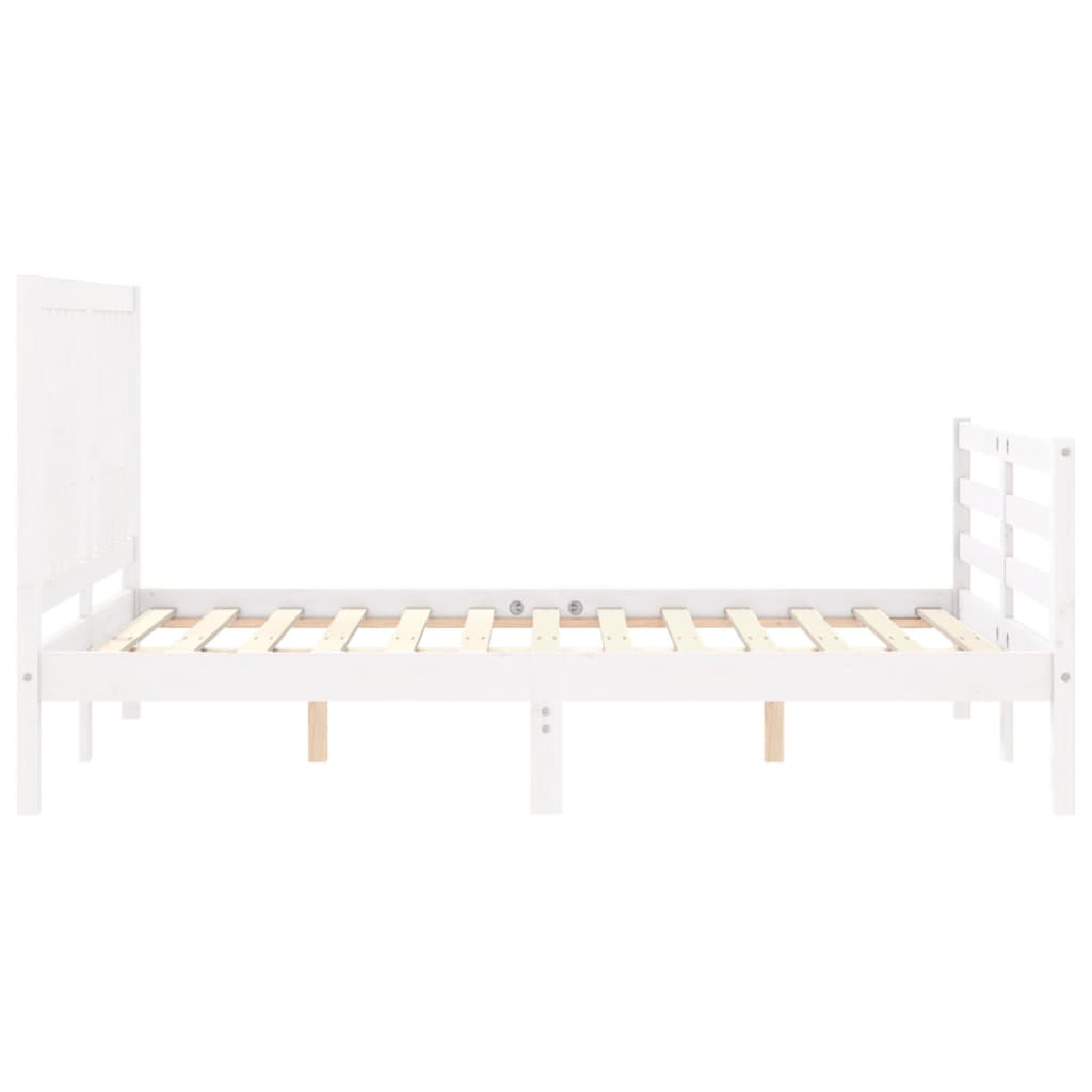 Bed Frame without Mattress White Double Solid Wood