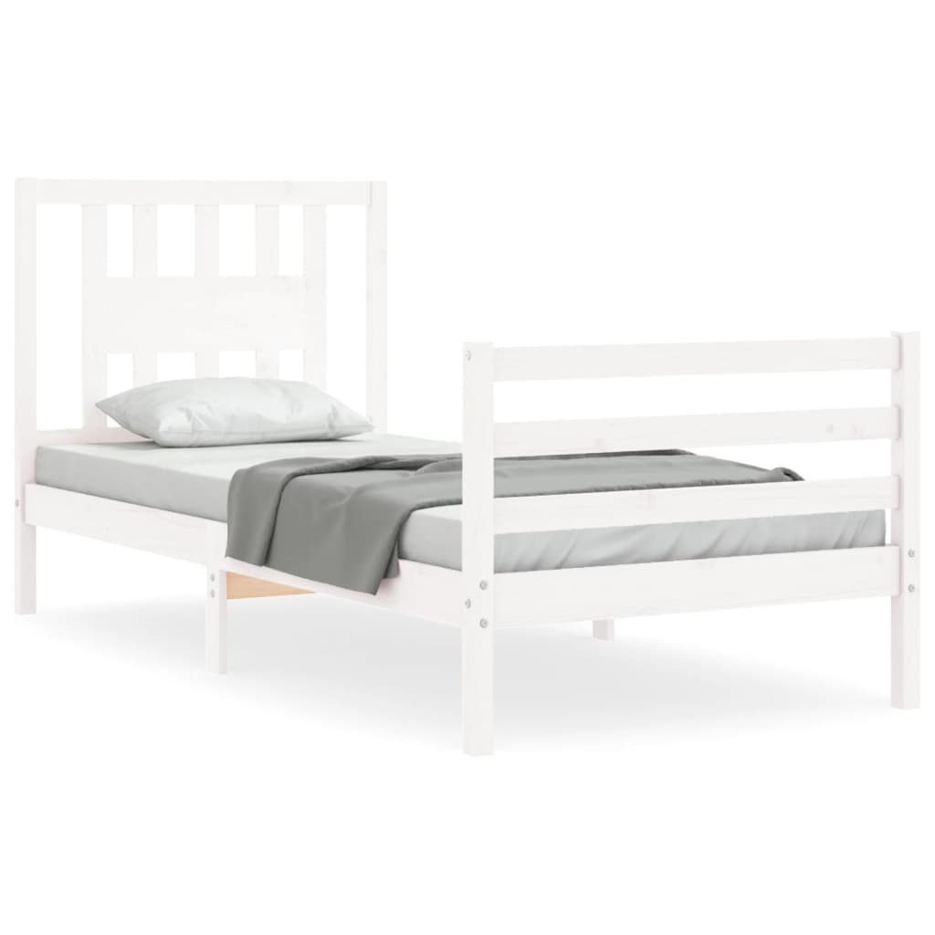 Bed Frame without Mattress White 90x200 cm Solid Wood