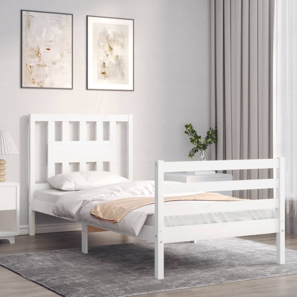 Bed Frame without Mattress White 90x200 cm Solid Wood