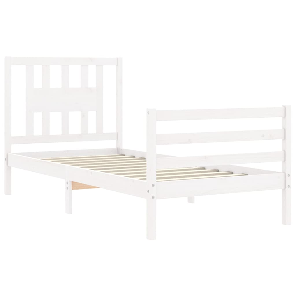 Bed Frame without Mattress White 90x200 cm Solid Wood