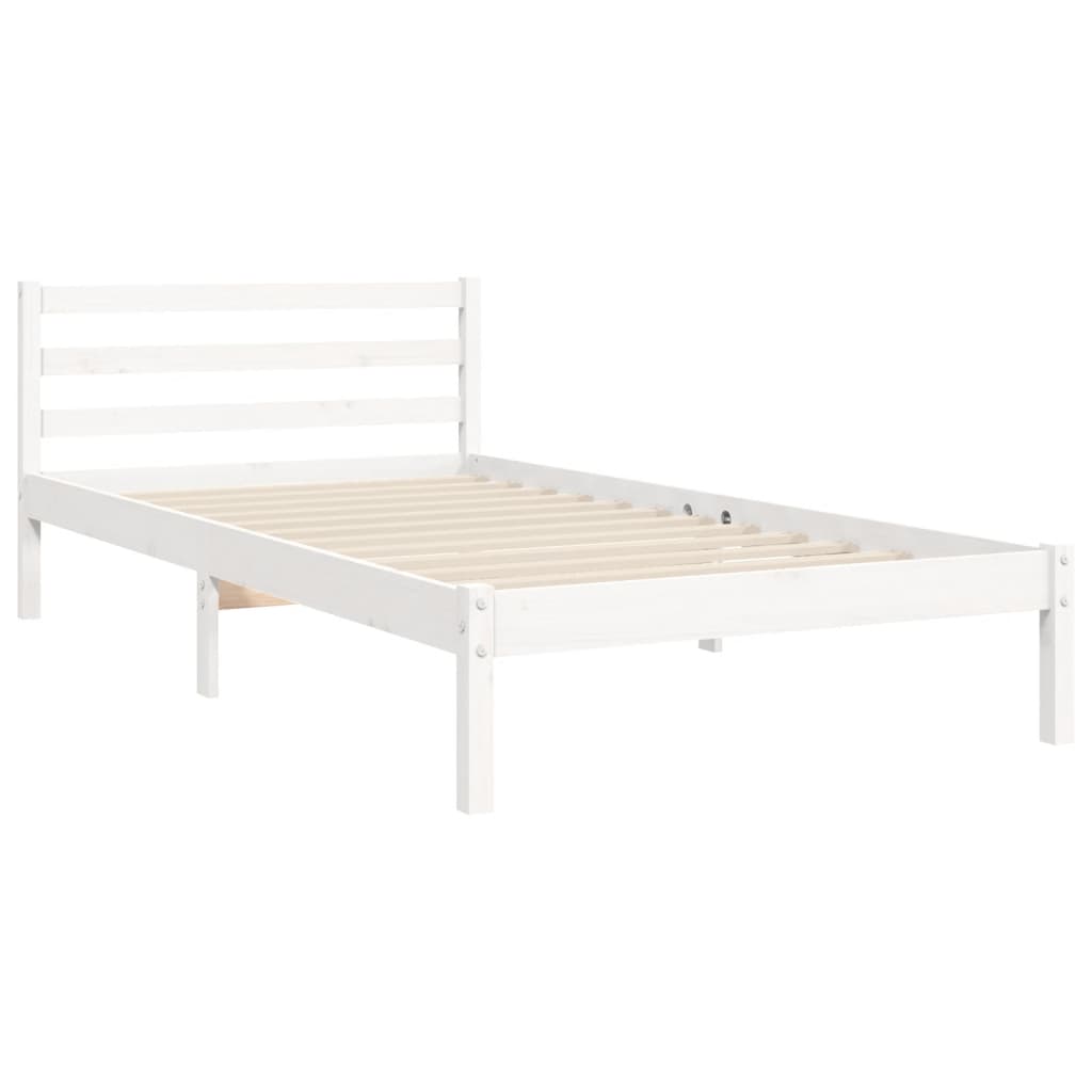 Bed Frame without Mattress White 90x200 cm Solid Wood