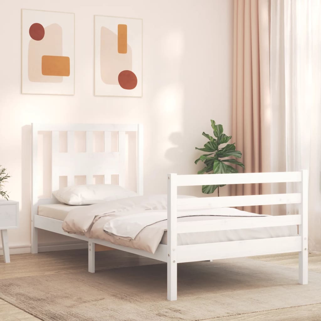 Bed Frame without Mattress White 90x200 cm Solid Wood