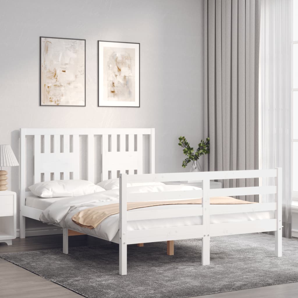 Bed Frame without Mattress White 120x200 cm Solid Wood