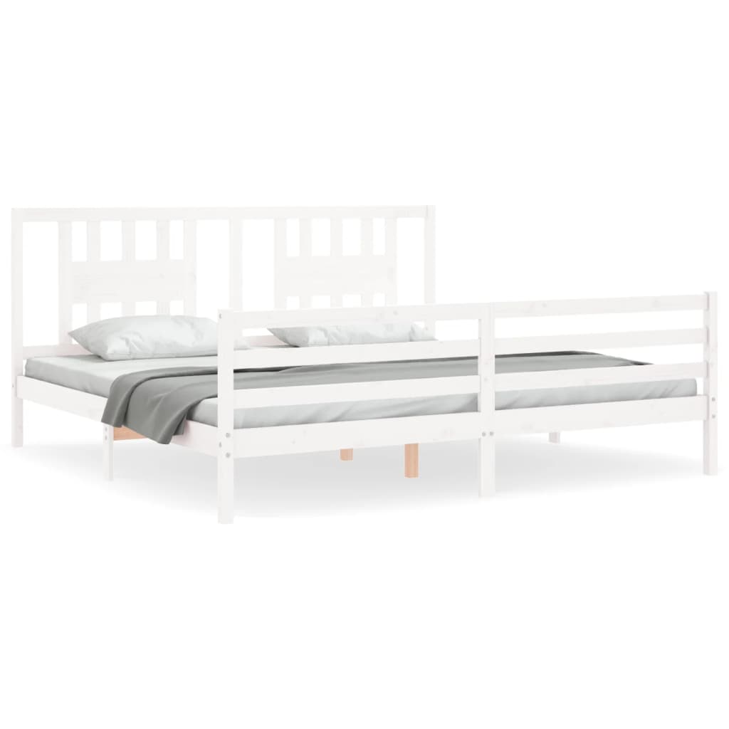Bed Frame without Mattress White 200x200 cm Solid Wood