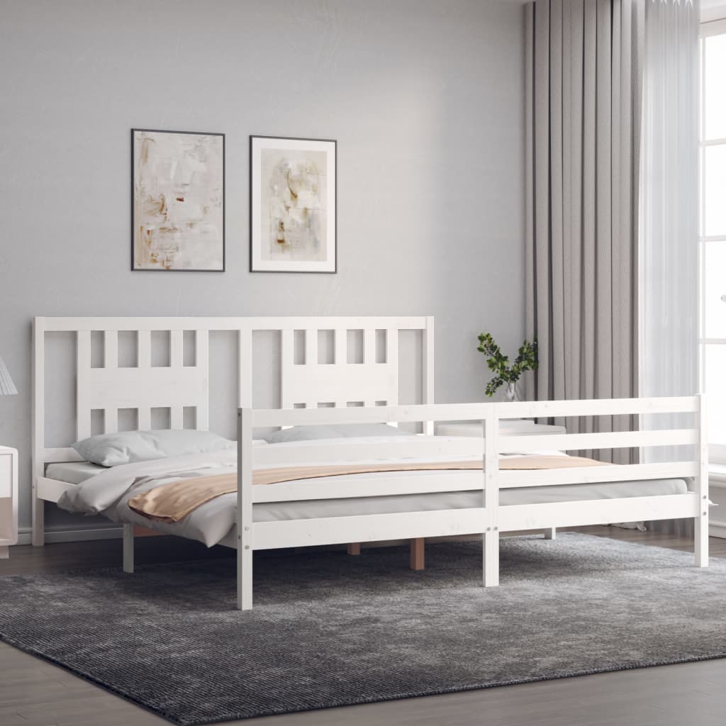 Bed Frame without Mattress White 200x200 cm Solid Wood