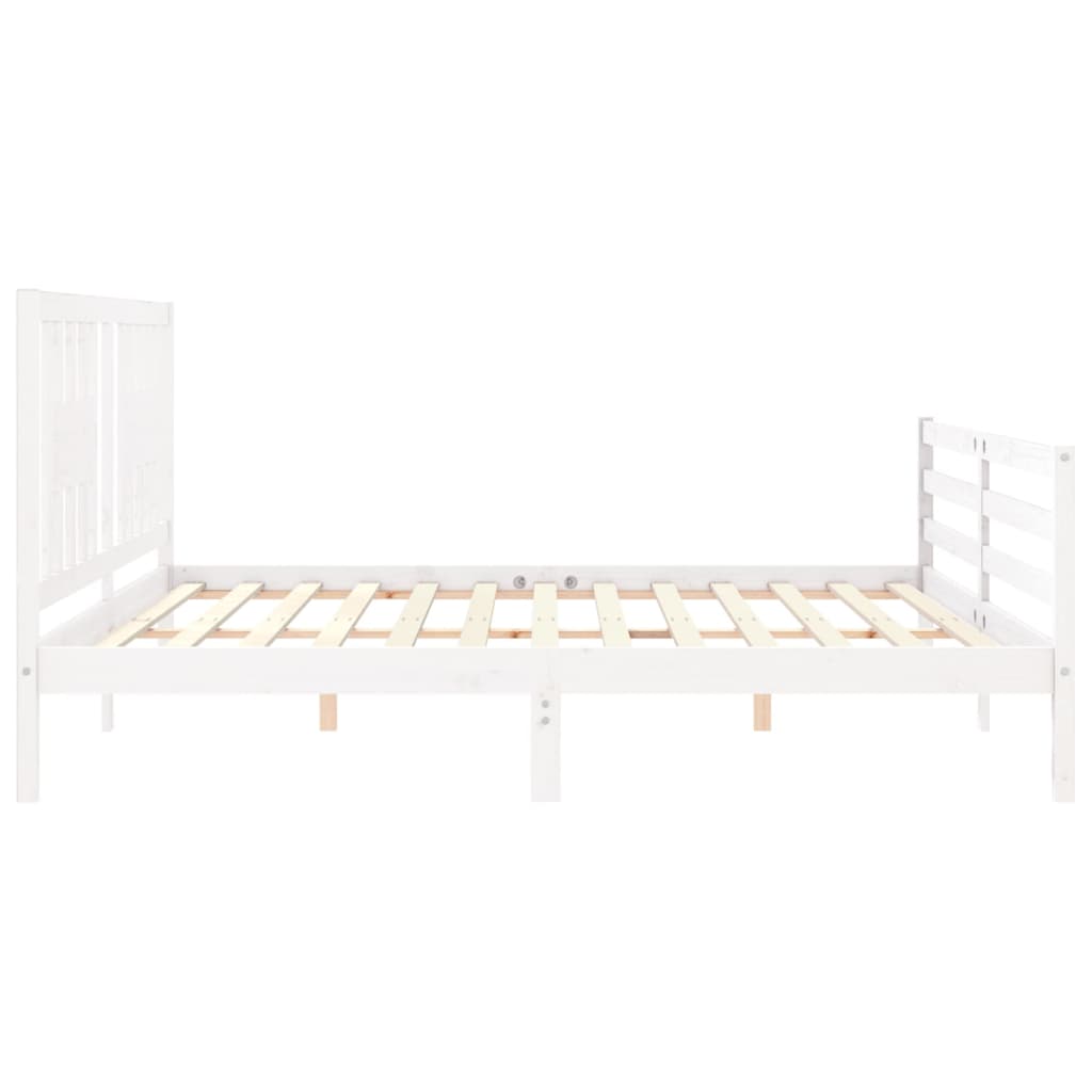 Bed Frame without Mattress White 200x200 cm Solid Wood