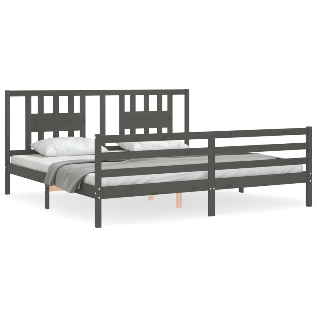 Bed Frame without Mattress Grey 200x200 cm Solid Wood