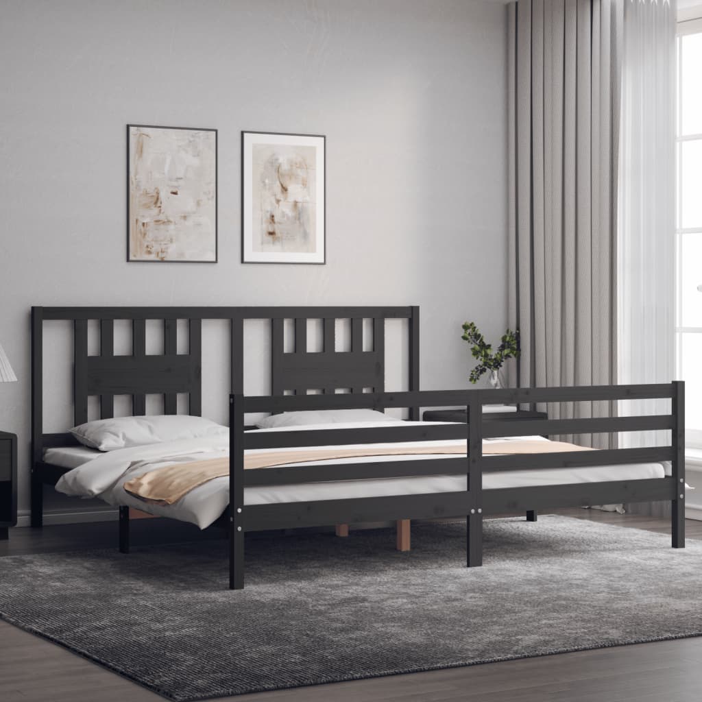 Bed Frame without Mattress Grey 200x200 cm Solid Wood